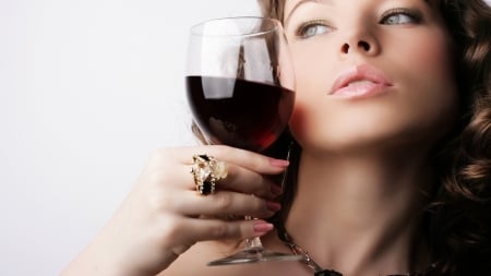 Woman Drinking Wine - Woman, babe, lady, woman, model, alcohol, Drinking Wine