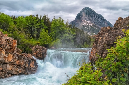 Waterfall - waterfall, nature, water, flora