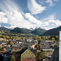 church in a lovely alpine valley town