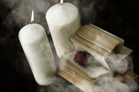 â™¥ - abstract, book, flower, candles