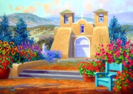 Sanctuary of Serenity - summer, attractions in dreams, paintings, spring, flowers, colorful, churches, garden, love four seasons