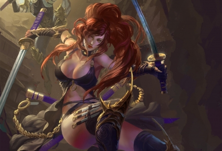 Fighter - fighter, game, fantasy, redhead, woman, girl