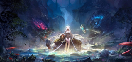 Janna - white, janna, girl, game, pink, blue, league of legends, fantasy