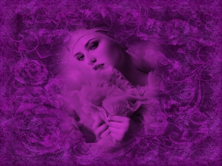 PURPLE GODDESS - design, purple, flowers, female