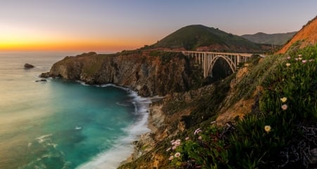 Coast - ocean, water, highway, sand, bridge, coast