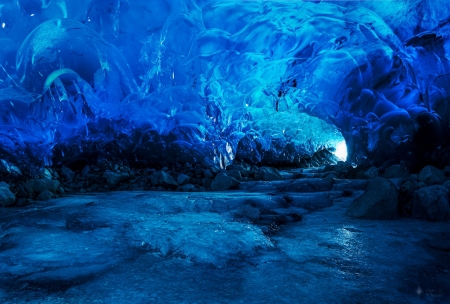 Mendenhall Glacier, Juneau, Alaska - reflections, ice, snow, light, night