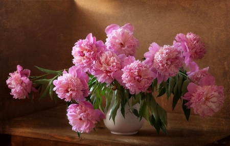 Still Life - blossoms, pink, artwork, flowers, bouquet, vase