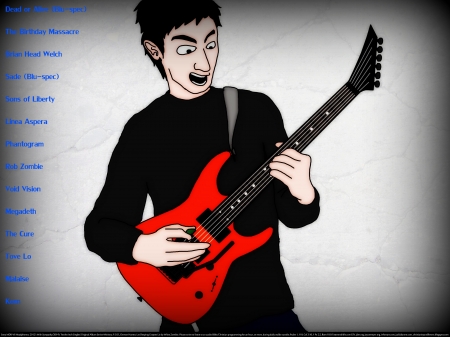 Dude Rocking Out 2 - metal, fun, electronica, fitness partner, guitar, joy, music, christian, cool, anime, rock, religious, love, dance, goth, heaven, entertainment, exercise partner, happiness