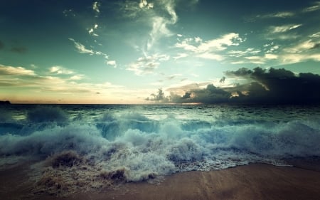 Beach - nature, sky, ocean, beach, landscape, clouds, water, sand