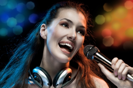 Singer - bokeh, headphones, hand, woman, girl, singer, face, microphone