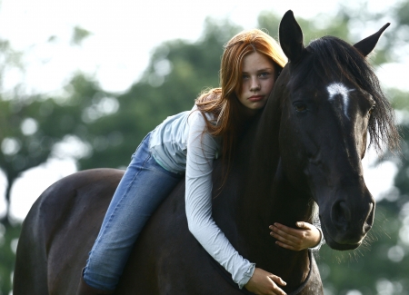 Big Hug.. - fun, female, boots, fashion, brunettes, western, barns, cowgirl, style, women, bareback, saddles, models, girls, outdoors, horses, ranch