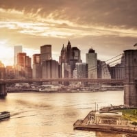 amazing sunset sky above manhatten