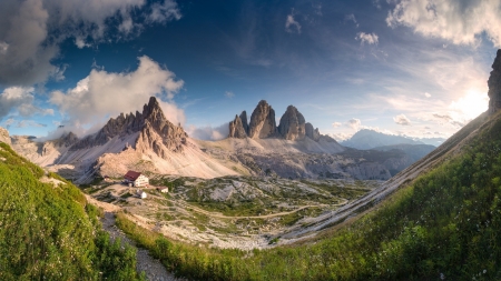 Valley Mountains - clouds, nature, grass, mountains, valley