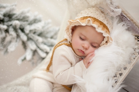 Sleeping beauty - hat, winter, copil, baby, sweet, child, white, sleep, cute