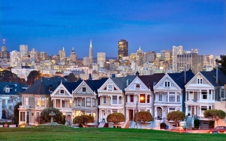 Victorian Ladies  - Victorian Ladies, scenery, beautiful, USA, photography, photo, cityscape, architecture, wide screen, San Francisco, Alamo Square, California