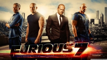 Furious 7 (2015) - vin diesel, dwayne johnson, movie, furious 7, man, actor, action, paul walker, jason statham