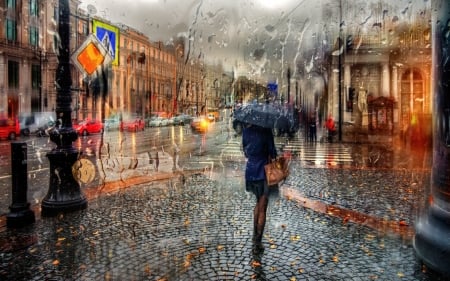 Rainy Day in St. Petersburg F1Cmp - wide screen, girl, rain, photography, cityscape, umbrella, beautiful, architecture, scenery, photo