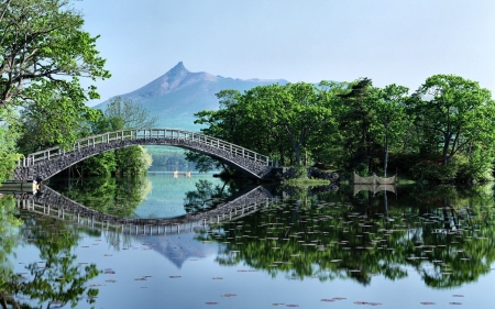 Reflection Bridge  - water, scenery, beautiful, photography, photo, cityscape, architecture, wide screen, lake, bridge