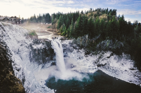 Waterfall - water, landscape, waterfall, trees, nature