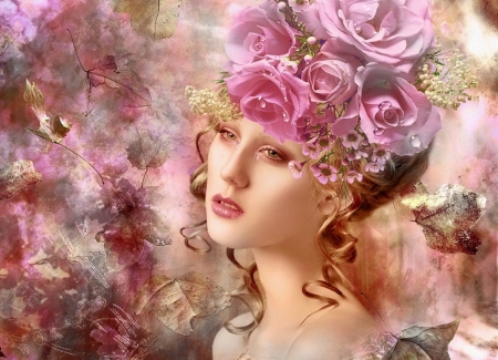 Flower Girl - pretty, Girl, pink, Flowers