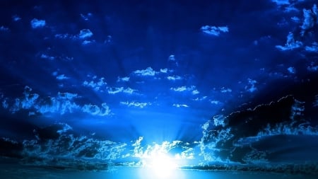 Bright Blue - sky, sea, clouds, light