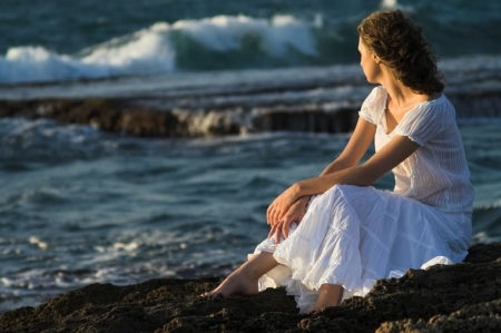 Lonely - pretty, girl, sea, lonely