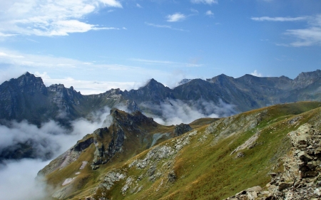 mountain peaks albania - mountain, peak, albania, grass