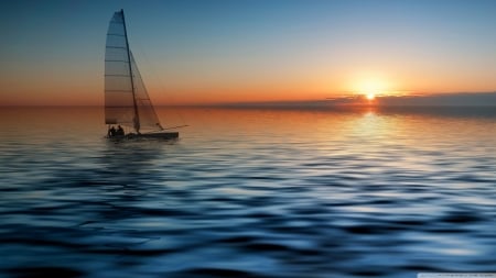 boat at sea - ocean, sailboat, sunset, sea