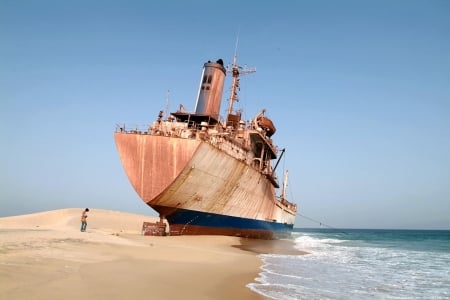 Shipwreck - wreck, water, beach, Shipwreck, landscape, ocean, sand