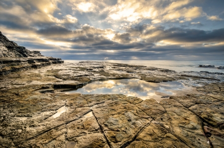 A Broken Mirror, San Diego, California - sky, reflection, sea, clouds