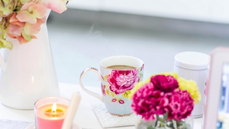 Breather - candle, coffee, photography, breather, flowers