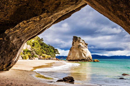 Beach - beach, cave, nature, rocks