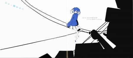 ENE - mekaku, ene, clear, 06, monochrome, blue, city, takane, kanji, character