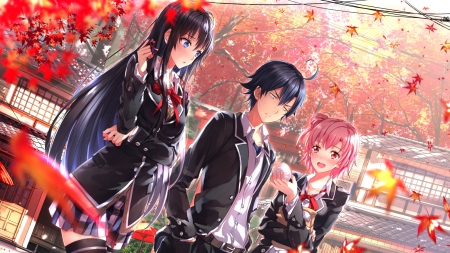 A crush - Girl, Boy, Friends, Pink hair, Students