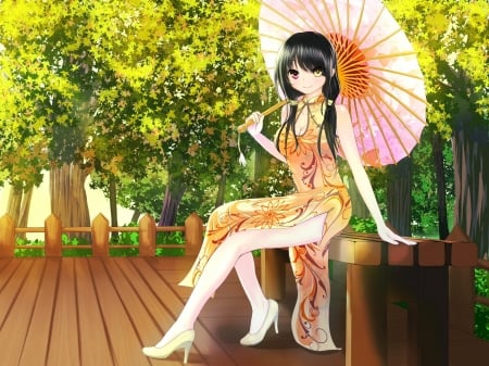 Anime Girl - girl, cute, anime, umbrella