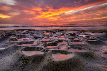 It Comes in Waves, La Jolla, San Diego, Calif. - clouds, beach, sea, colors, sun, sky