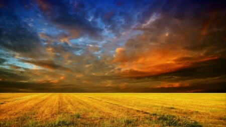 Field of Bad Weather - horizon, veil, bad, field, weather, nature, cloudy, clouds, layers