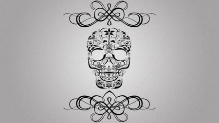 Minimalism Skull - minimalism, textures, graphics, gray background, skull