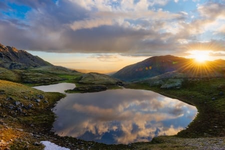 Hatcher Pass, Wasilla, Alaska - clouds, sunset, mirror, lake, sky