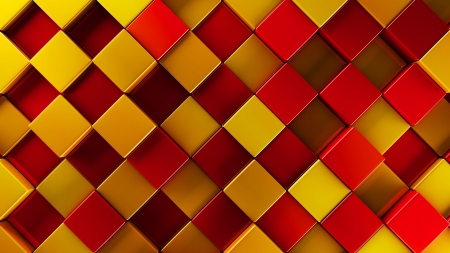 Texture - yellow, red, 3D, texture, squares