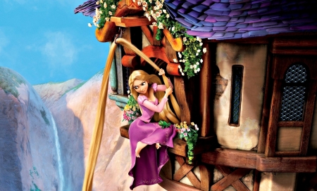 Tangled (2010) - rapunzel, tower, girl, blonde, pink, tangled, movie, princess, disney