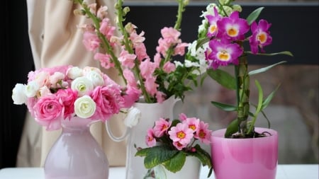 Beautiful Bouquet - white, flowers, pink, vase