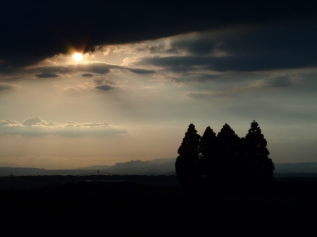 Sunset - sky, clouds, silhouette, sunset, nature