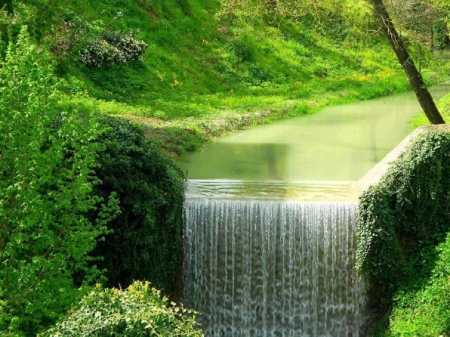 Waterfall - summer, seasons, waterfall, nature, lush, green