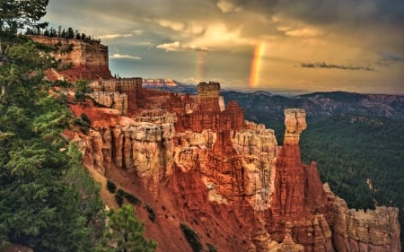 Rainbow over Bryce Canyon,Utah - nature, rainbow, canyon, rocks