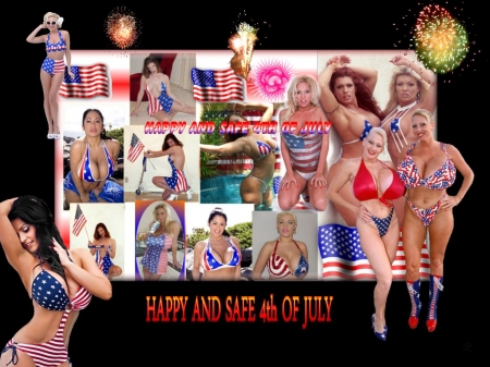 The Happy 4th Girls - fractal, abstract, collage, 3d, eye candy