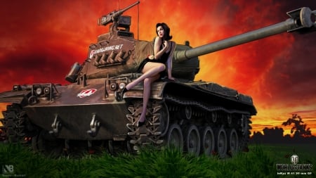 Girls in World of Tanks - girls, tanks, video, games