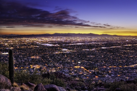 Camelback Mountains, Phoenix, Arizona - clouds, sunset, city, landsape, sky