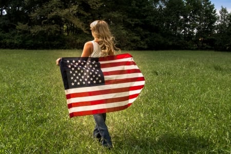 Happy Memorial Day Cowgirl.. - girls, americana, women, style, fun, models, female, cowgirl, fashion, memorial day, boots, western, flag, blondes, saddles, barns