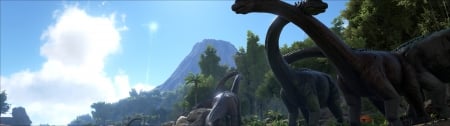 Ark: Bronto Heard - survival, park, jurassic, ark, evolved, 1080p, bronto, dual, video, game, dual monitor, monitor